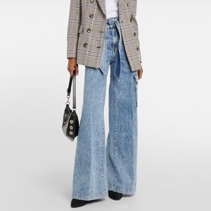 $368 Veronica Beard Belisa Belissa Cargo Jeans Belt Wide Leg 26 New with tags